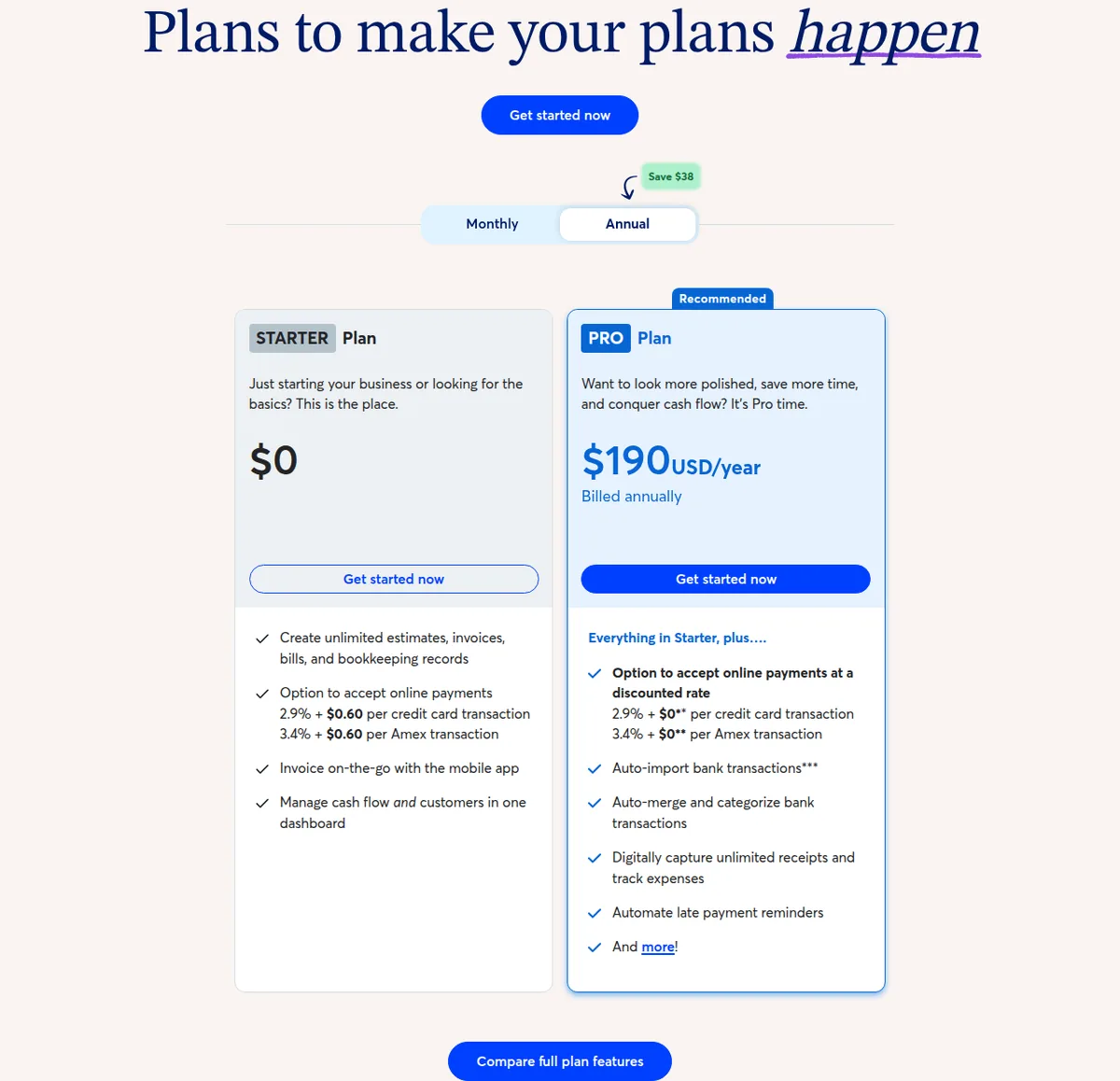 The Wave pricing page